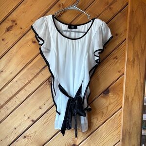 Iz Byer White Blouse with Black Trim